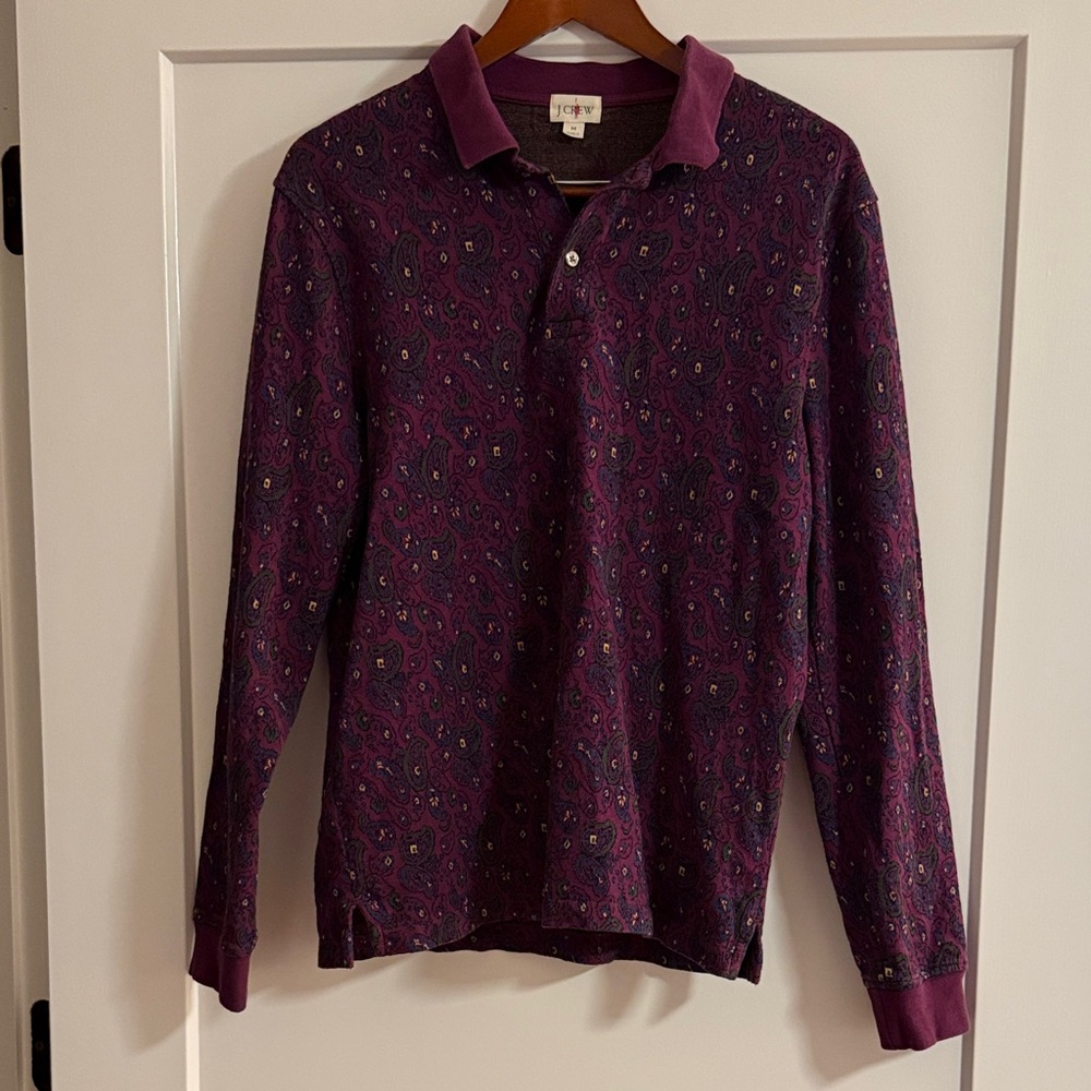 J.Crew Men's Long Sleeve Paisley Polo Shirt